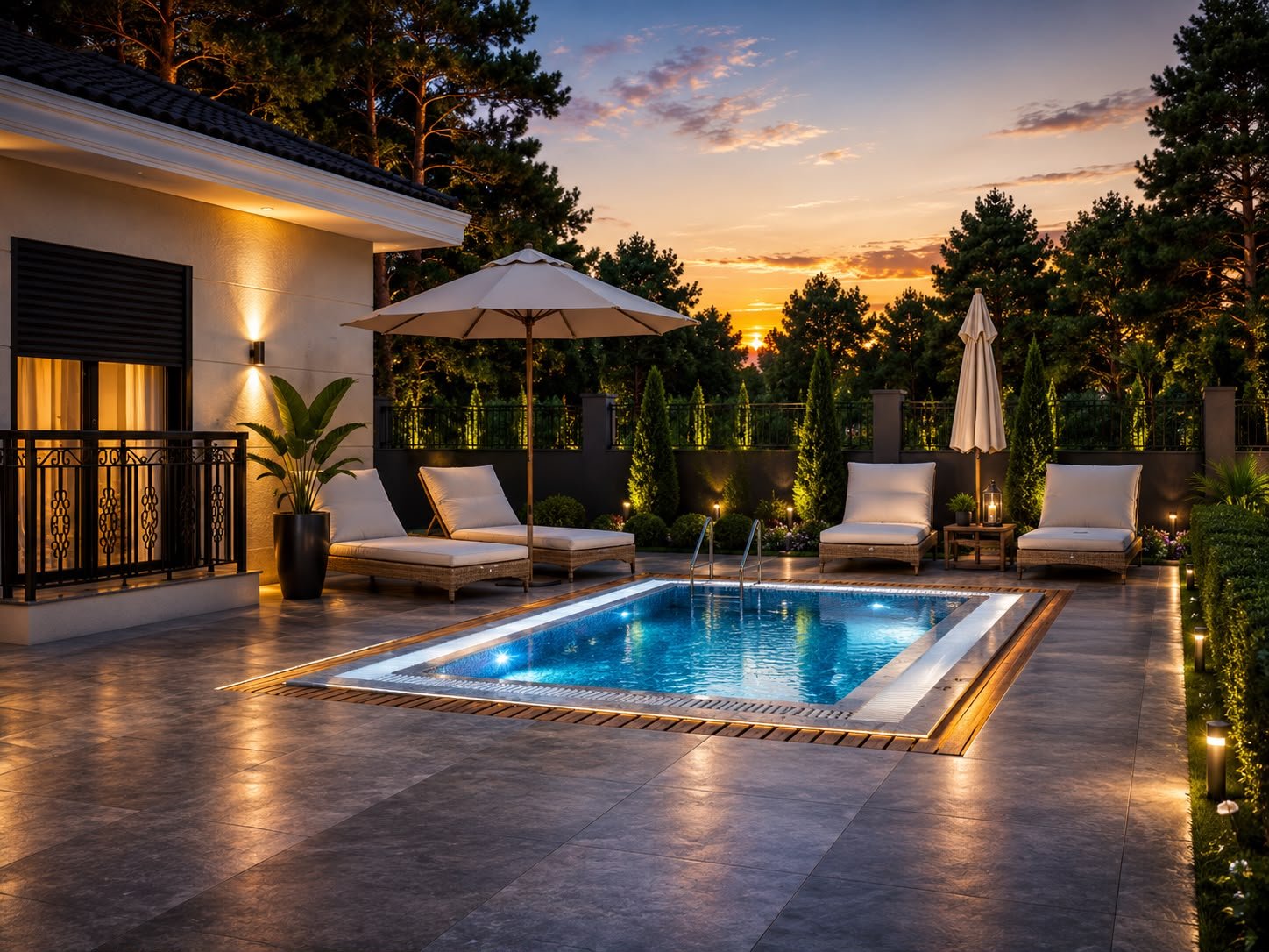 Golden Life Riyan Villa havuz avlusu ve bahçe